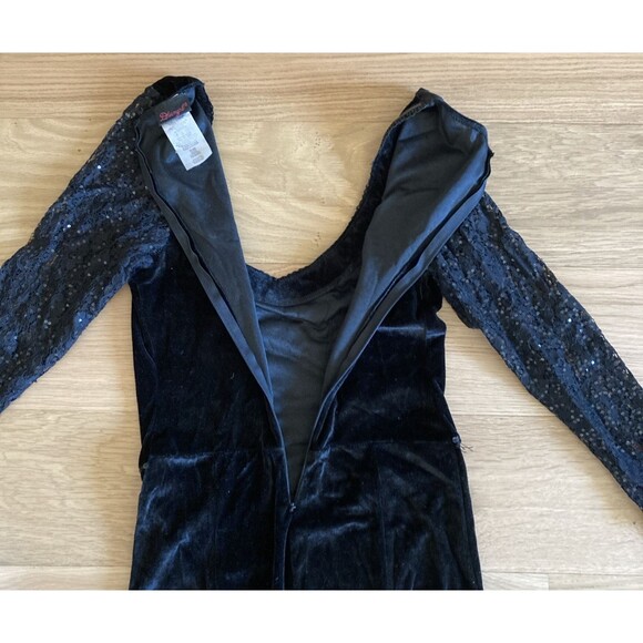 Velvet Sequins Lace M Gothic Dress Elvira Morticia Addams Cosplay Dark Fairy - Picture 9 of 16